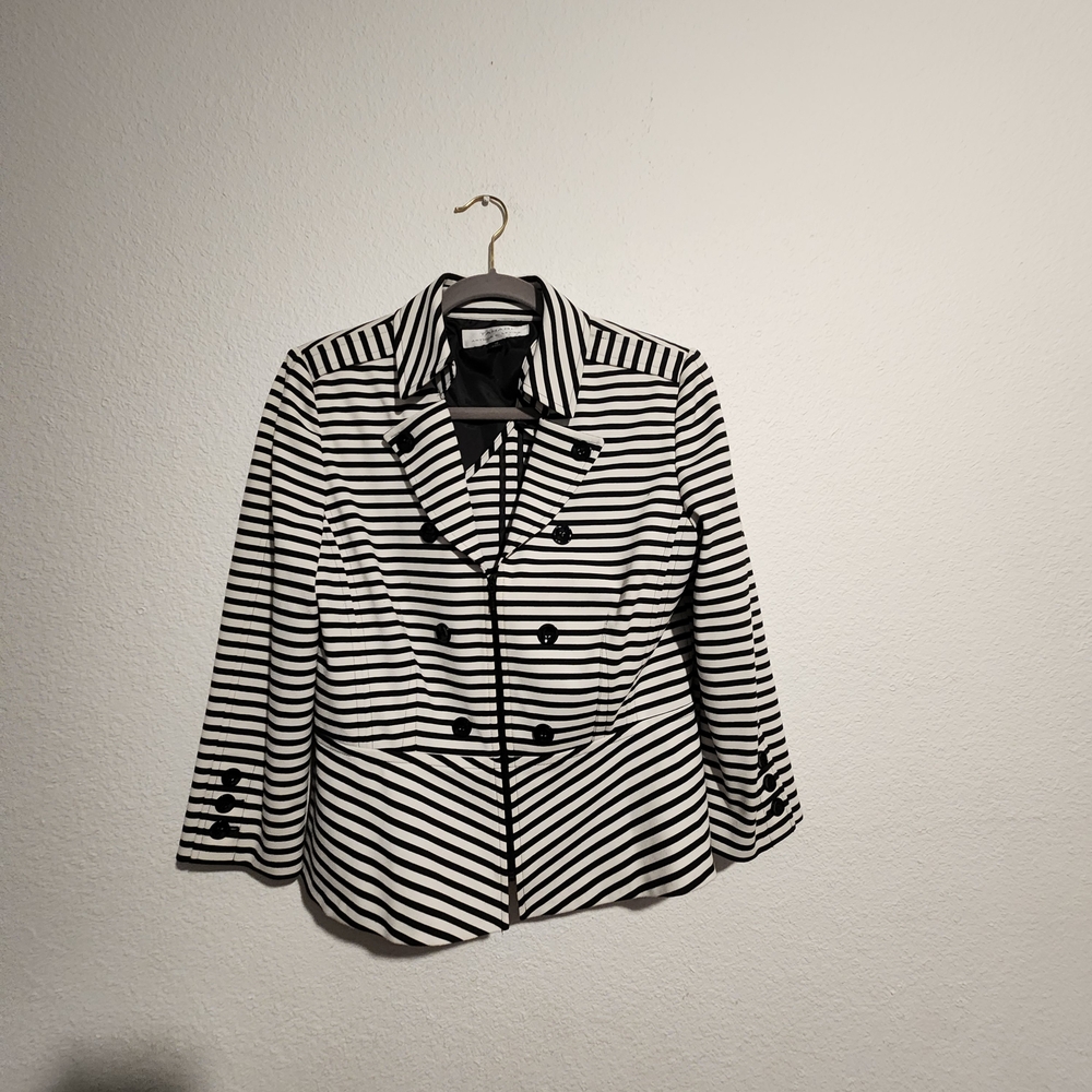 Tahari Black and White Striped Blazer